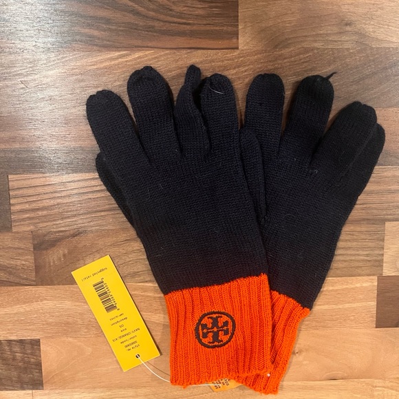 Tory Burch Accessories - NWT Tory Burch Navy and Orange Winter Gloves